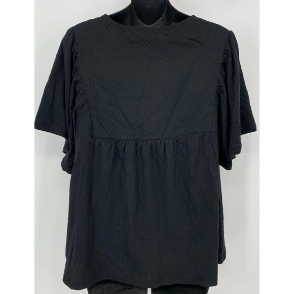 Knox Rose Shirt Extra Large Black Purple Argyle Flutter Sleeve Tassel Women New - Picture 4 of 6